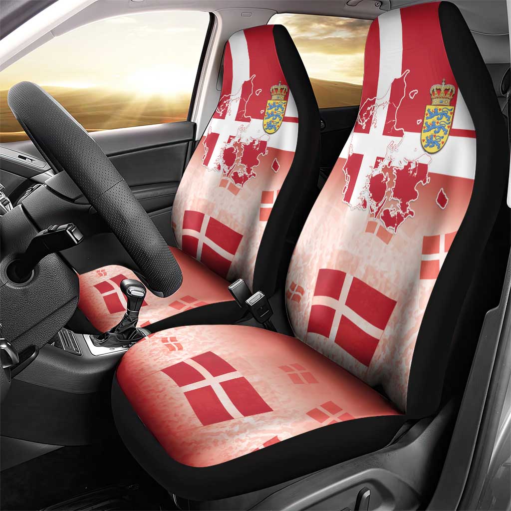Danish National Flag Day Car Seat Cover Coat Of Arms With Map