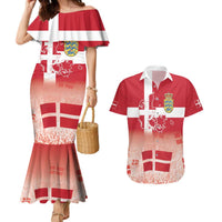 Danish National Flag Day Couples Matching Mermaid Dress and Hawaiian Shirt Coat Of Arms With Map