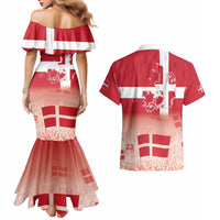 Danish National Flag Day Couples Matching Mermaid Dress and Hawaiian Shirt Coat Of Arms With Map