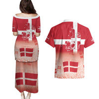 Danish National Flag Day Couples Matching Puletasi and Hawaiian Shirt Coat Of Arms With Map