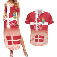Danish National Flag Day Couples Matching Summer Maxi Dress and Hawaiian Shirt Coat Of Arms With Map