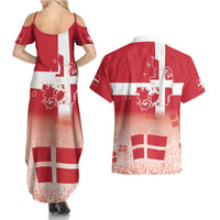 Danish National Flag Day Couples Matching Summer Maxi Dress and Hawaiian Shirt Coat Of Arms With Map