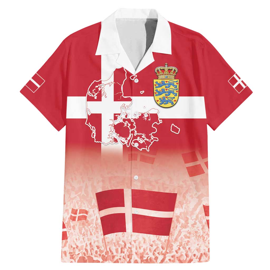 Danish National Flag Day Family Matching Mermaid Dress and Hawaiian Shirt Coat Of Arms With Map