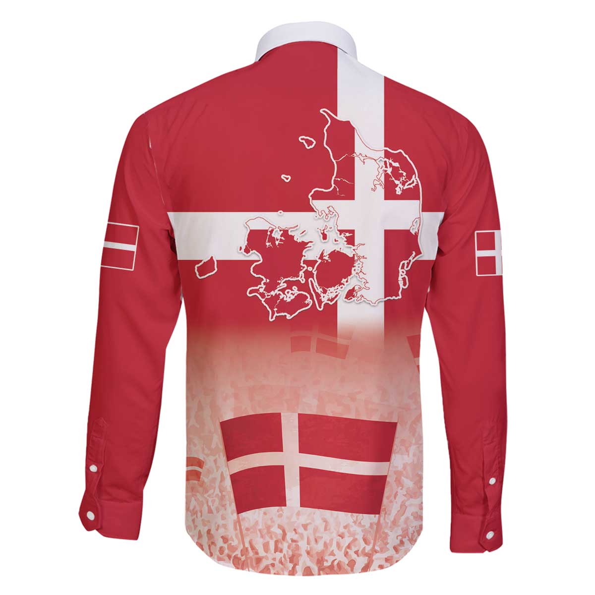 Danish National Flag Day Family Matching Off The Shoulder Long Sleeve Dress and Hawaiian Shirt Coat Of Arms With Map
