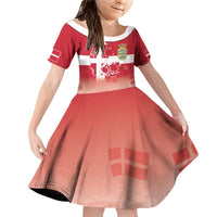 Danish National Flag Day Family Matching Off Shoulder Short Dress and Hawaiian Shirt Coat Of Arms With Map