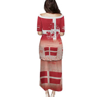 Danish National Flag Day Family Matching Puletasi and Hawaiian Shirt Coat Of Arms With Map