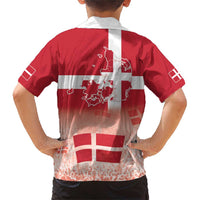 Danish National Flag Day Family Matching Short Sleeve Bodycon Dress and Hawaiian Shirt Coat Of Arms With Map