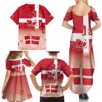 Danish National Flag Day Family Matching Summer Maxi Dress and Hawaiian Shirt Coat Of Arms With Map