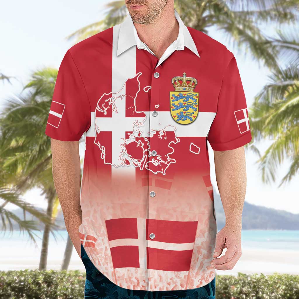 Danish National Flag Day Hawaiian Shirt Coat Of Arms With Map