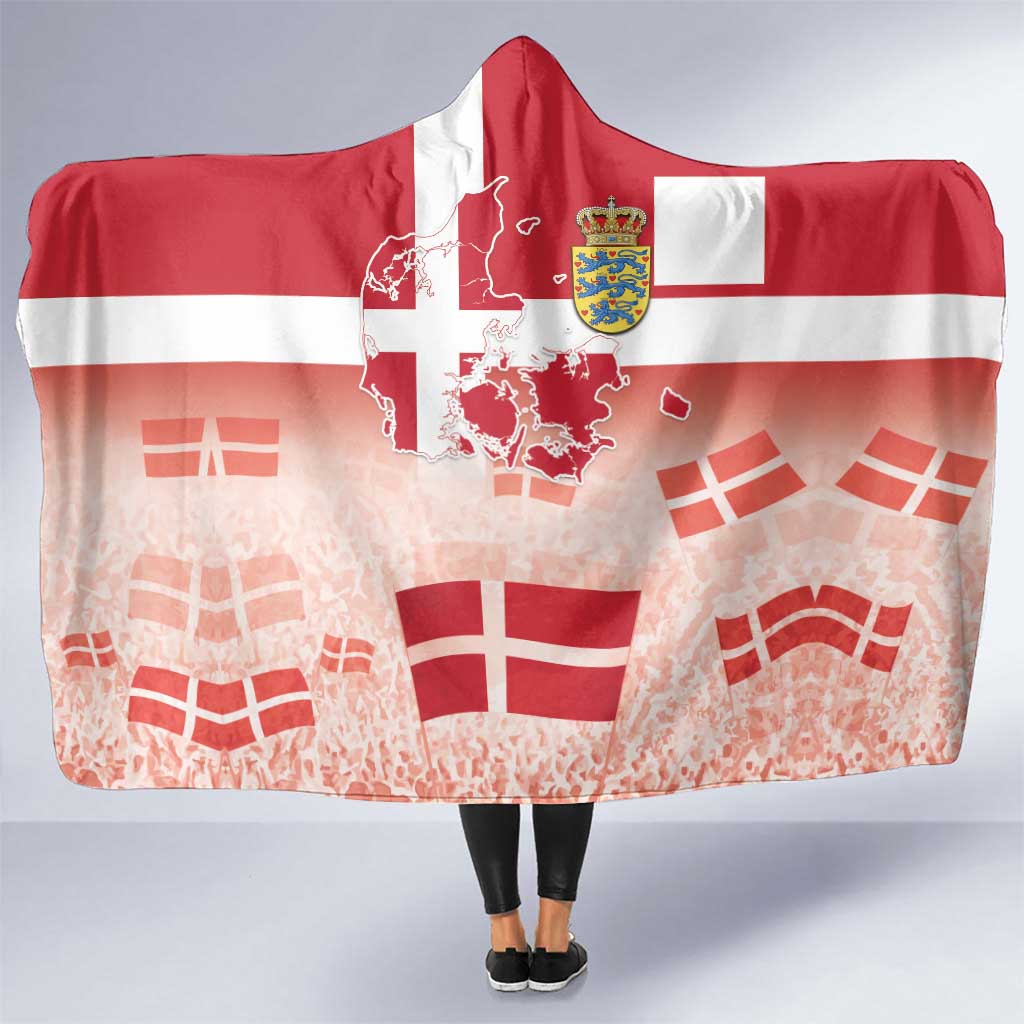 Danish National Flag Day Hooded Blanket Coat Of Arms With Map