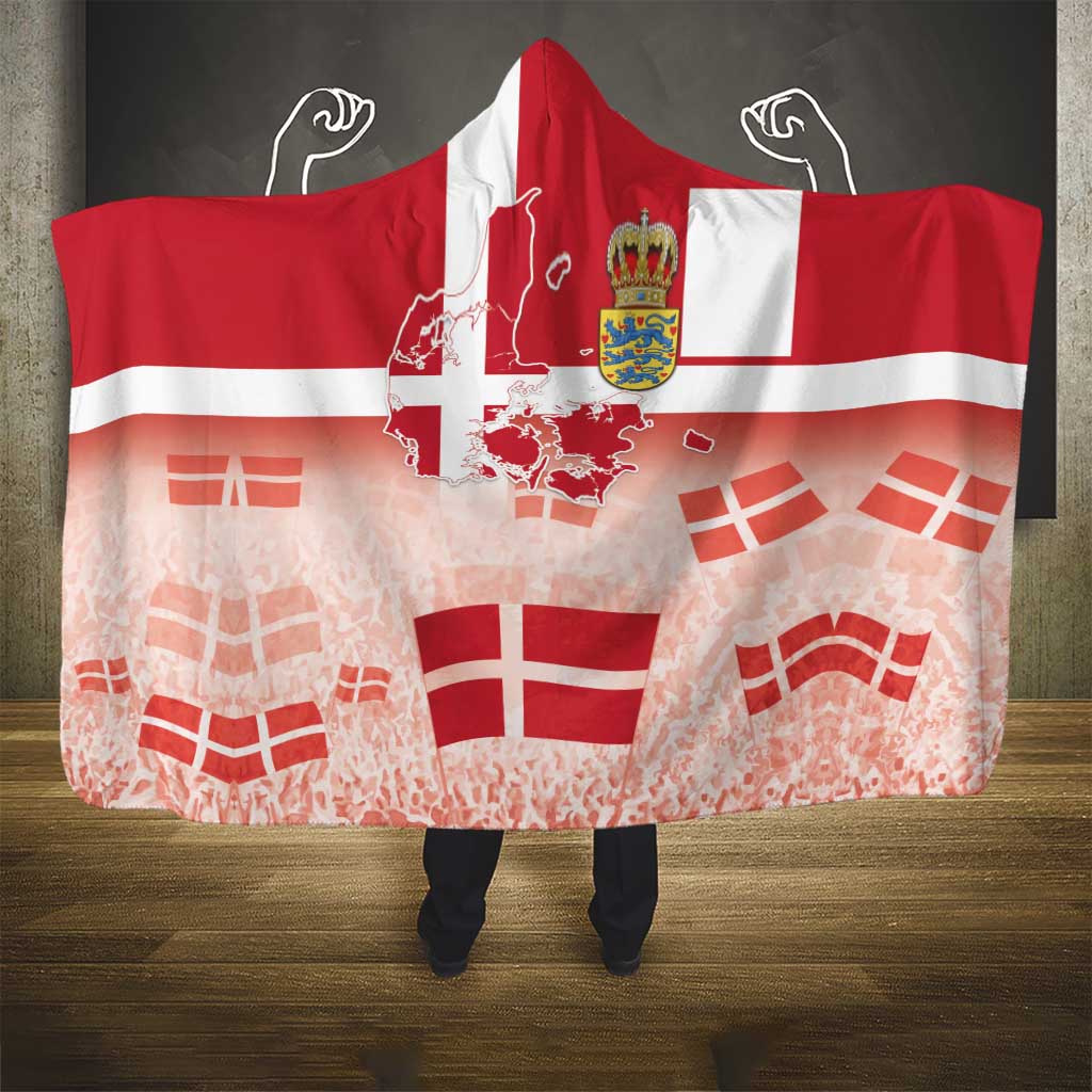 Danish National Flag Day Hooded Blanket Coat Of Arms With Map