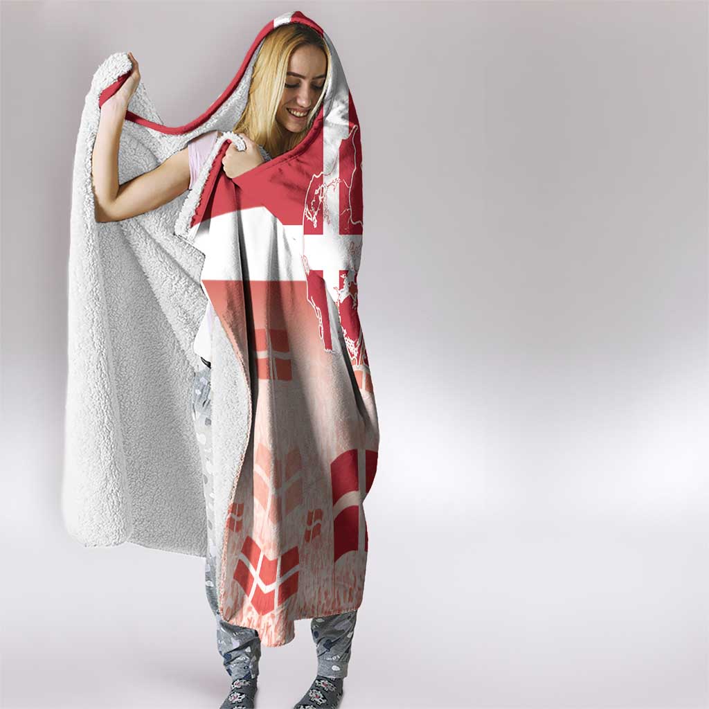 Danish National Flag Day Hooded Blanket Coat Of Arms With Map