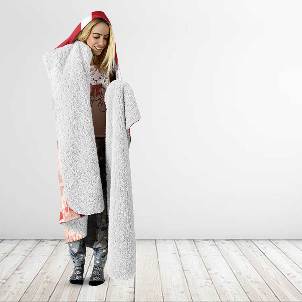 Danish National Flag Day Hooded Blanket Coat Of Arms With Map