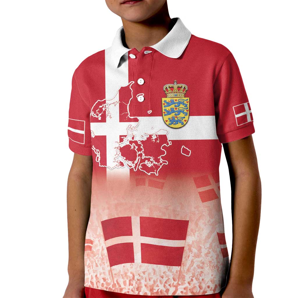 Danish National Flag Day Kid Polo Shirt Coat Of Arms With Map