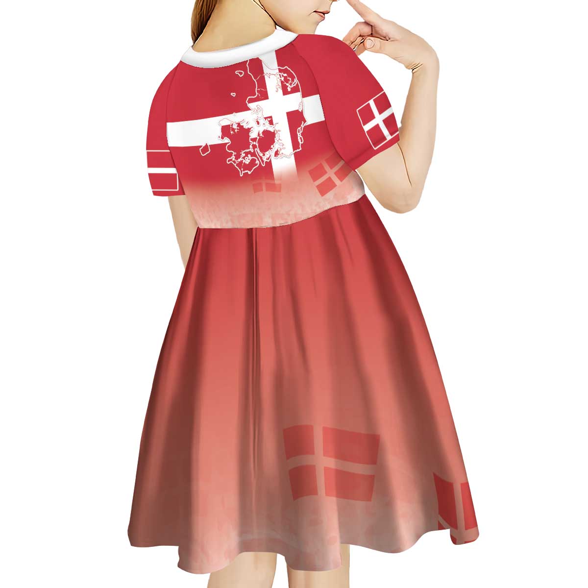 Danish National Flag Day Kid Short Sleeve Dress Coat Of Arms With Map