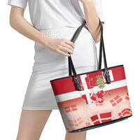 Danish National Flag Day Leather Tote Bag Coat Of Arms With Map