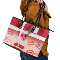 Danish National Flag Day Leather Tote Bag Coat Of Arms With Map