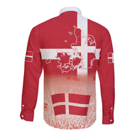 Danish National Flag Day Long Sleeve Button Shirt Coat Of Arms With Map