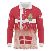 Danish National Flag Day Long Sleeve Polo Shirt Coat Of Arms With Map