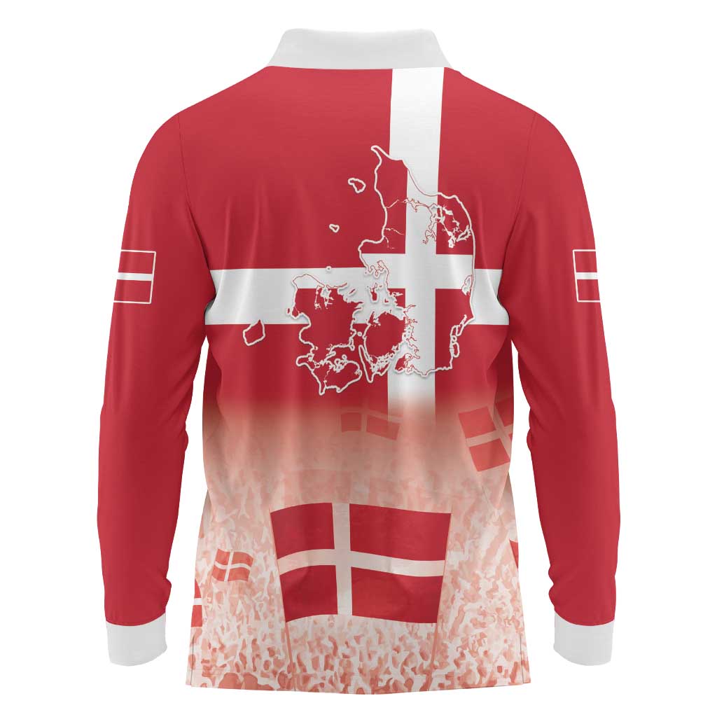 Danish National Flag Day Long Sleeve Polo Shirt Coat Of Arms With Map