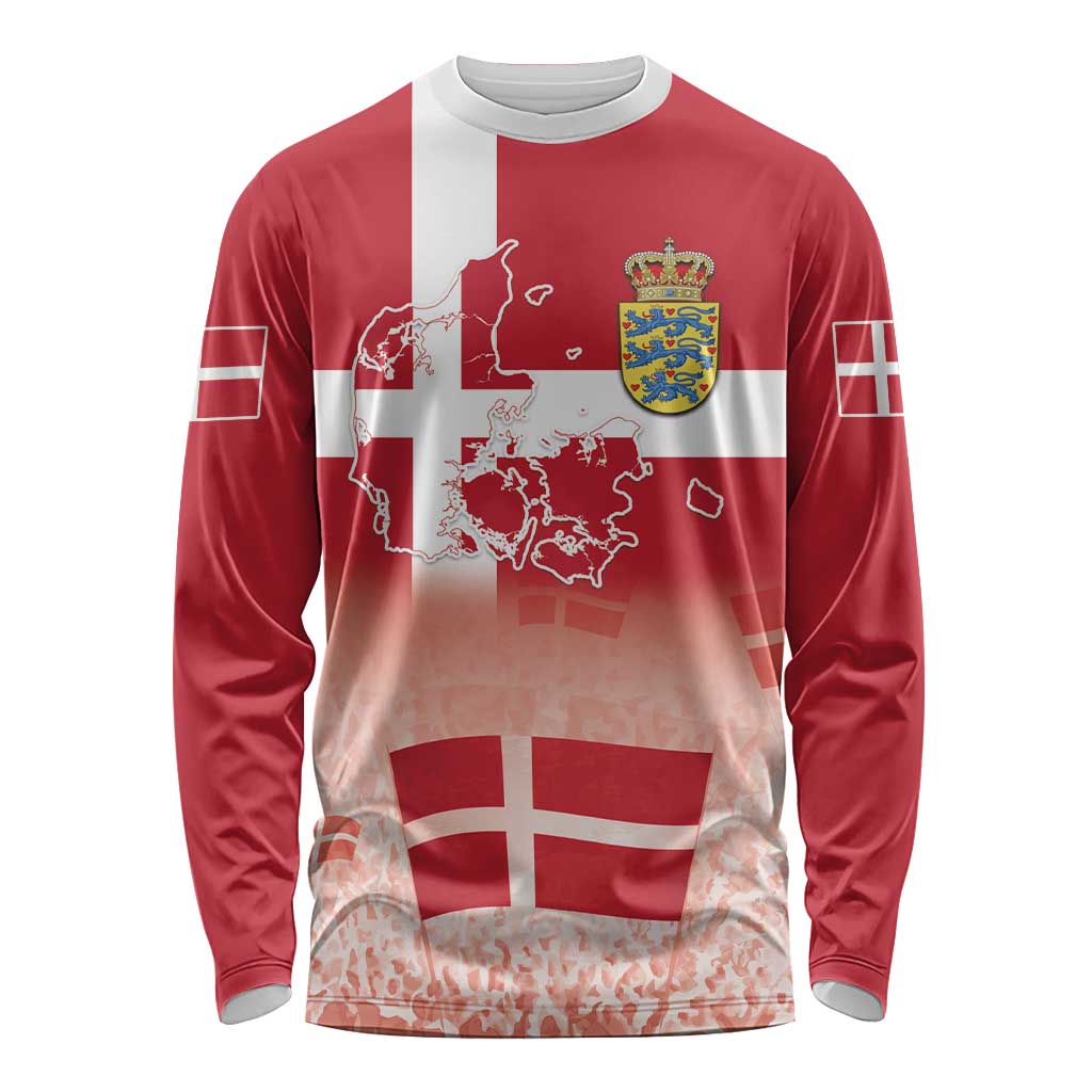 Danish National Flag Day Long Sleeve Shirt Coat Of Arms With Map