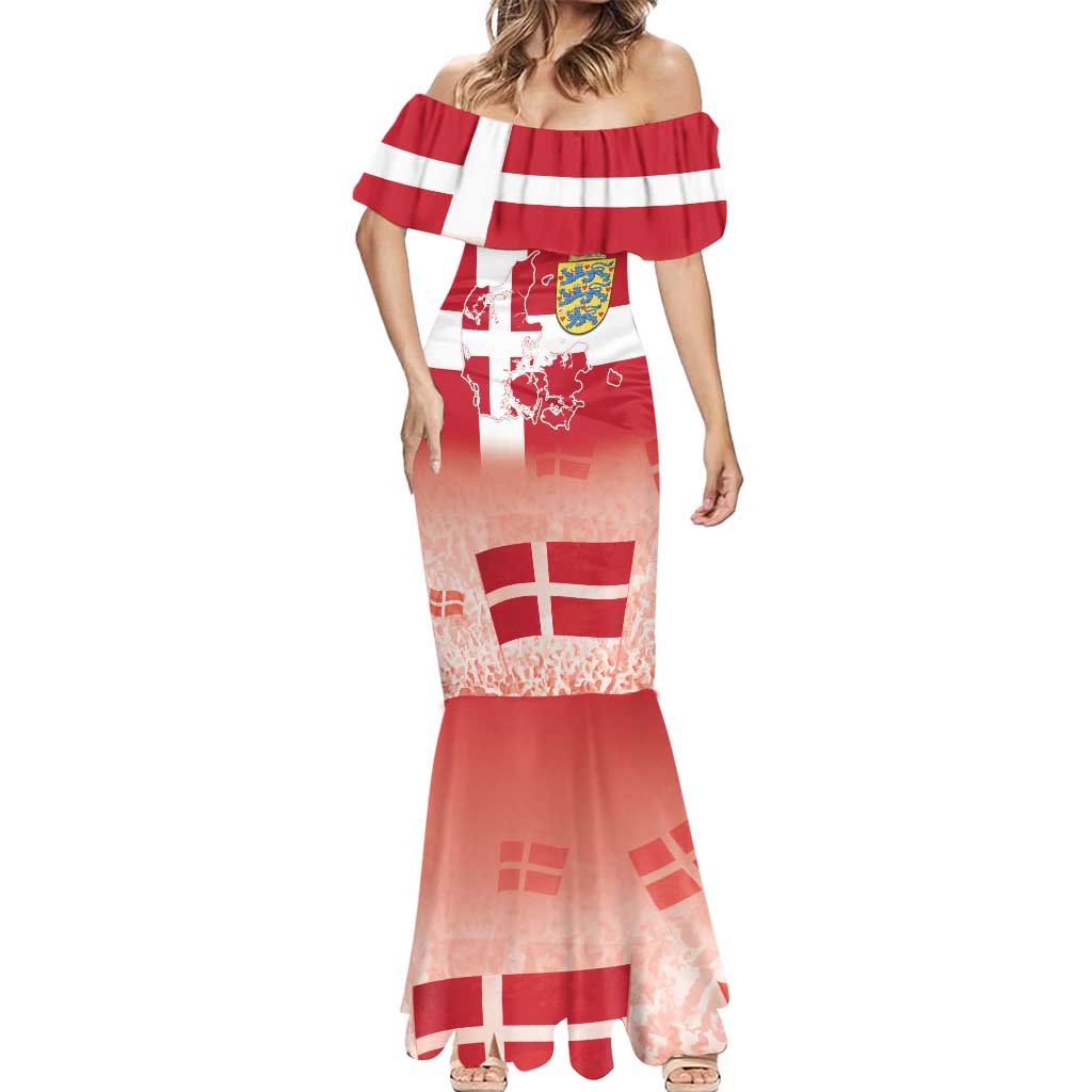 Danish National Flag Day Mermaid Dress Coat Of Arms With Map