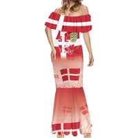 Danish National Flag Day Mermaid Dress Coat Of Arms With Map