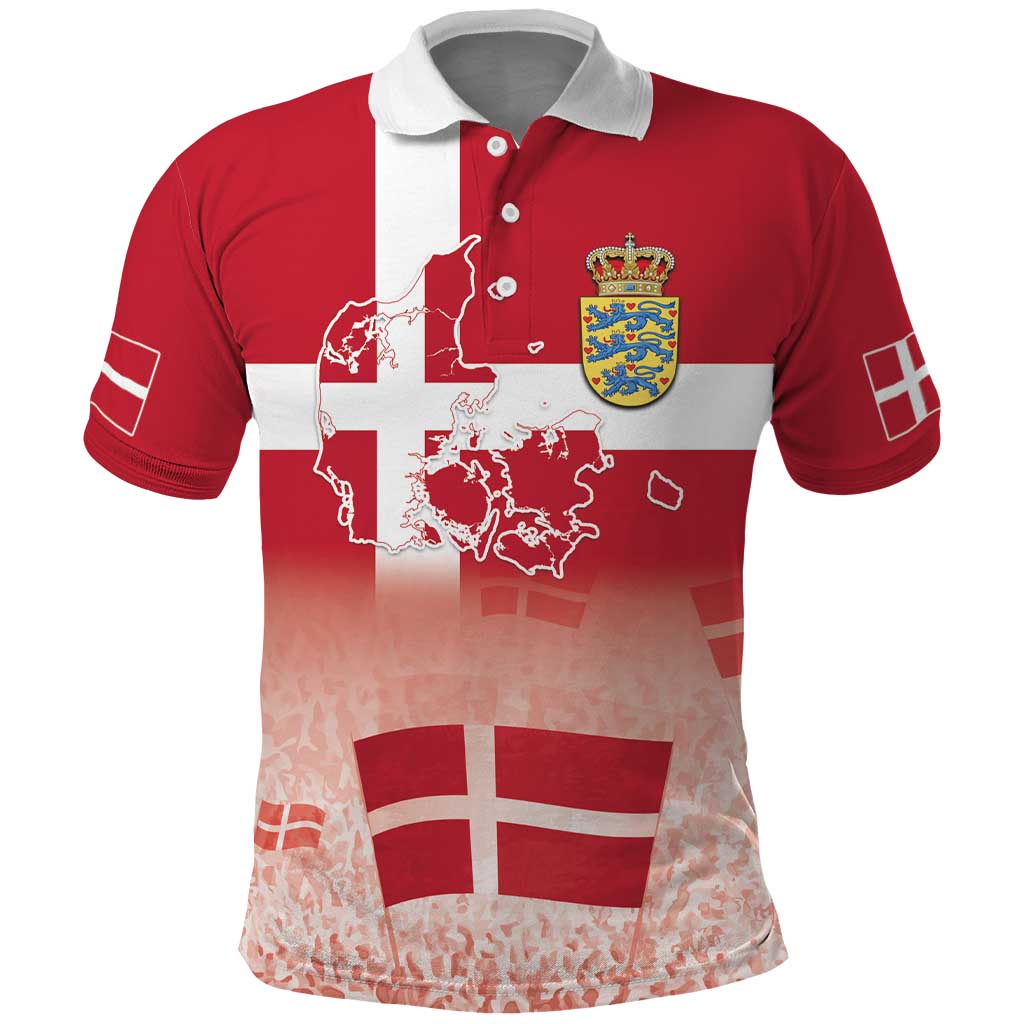 Danish National Flag Day Polo Shirt Coat Of Arms With Map