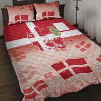 Danish National Flag Day Quilt Bed Set Coat Of Arms With Map