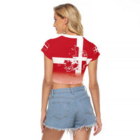 Danish National Flag Day Raglan Cropped T Shirt Coat Of Arms With Map