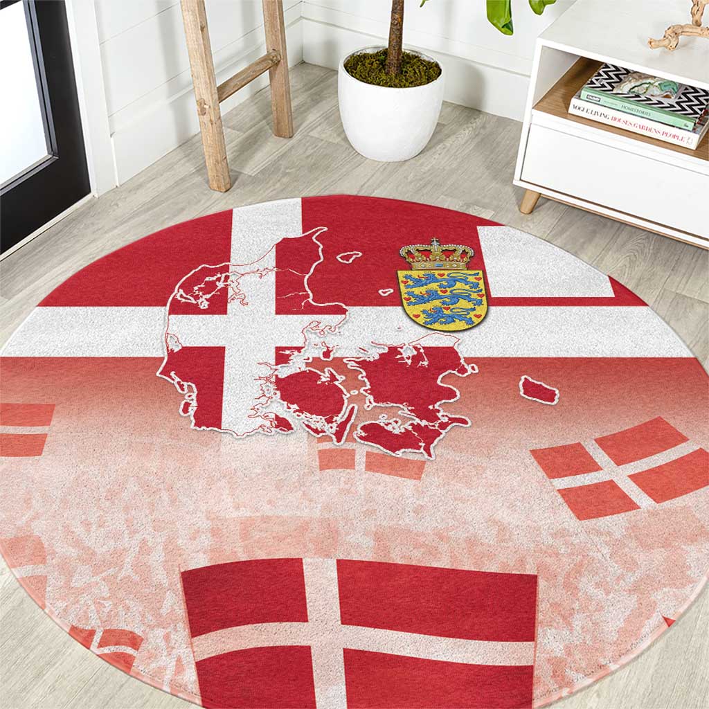 Danish National Flag Day Round Carpet Coat Of Arms With Map