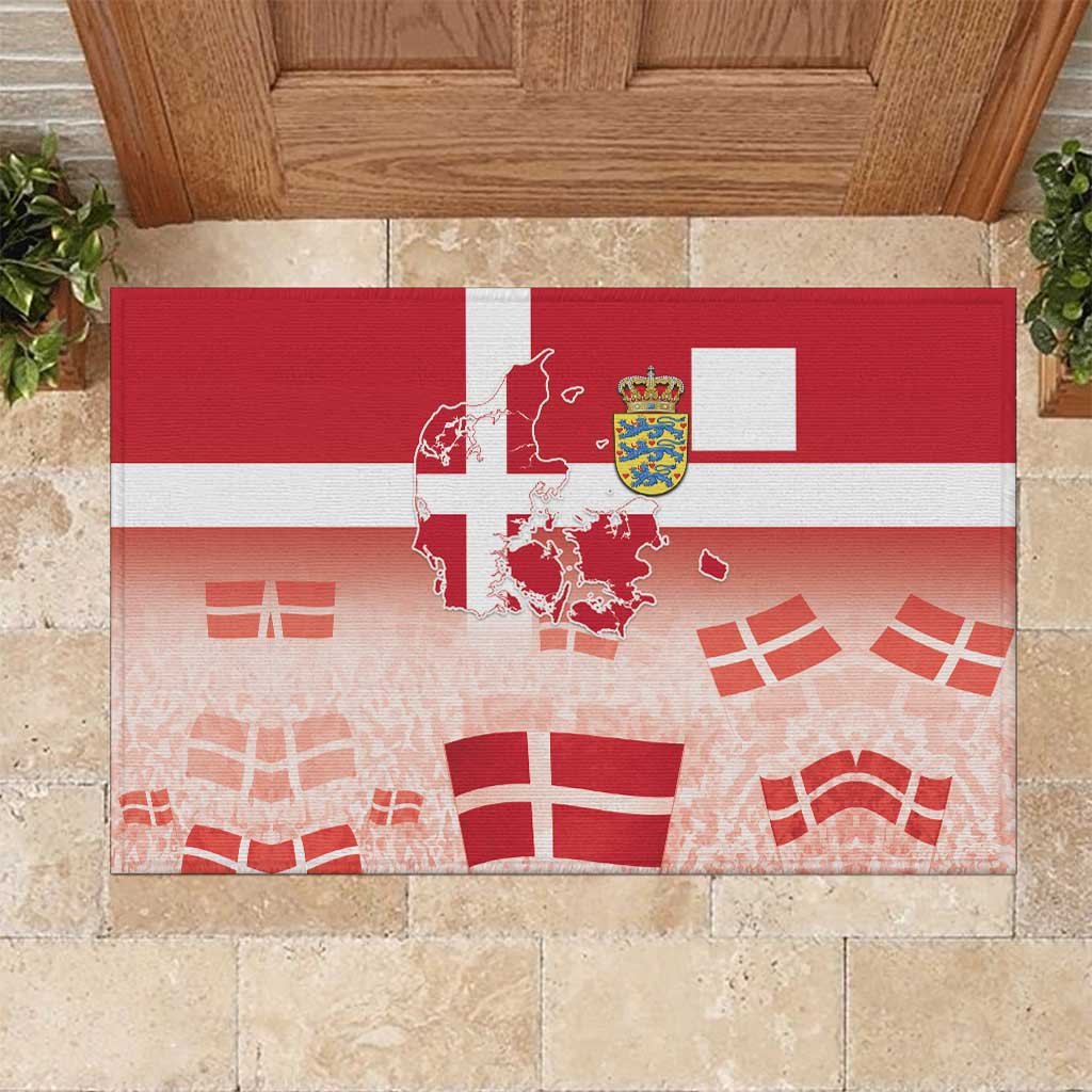 Danish National Flag Day Rubber Doormat Coat Of Arms With Map