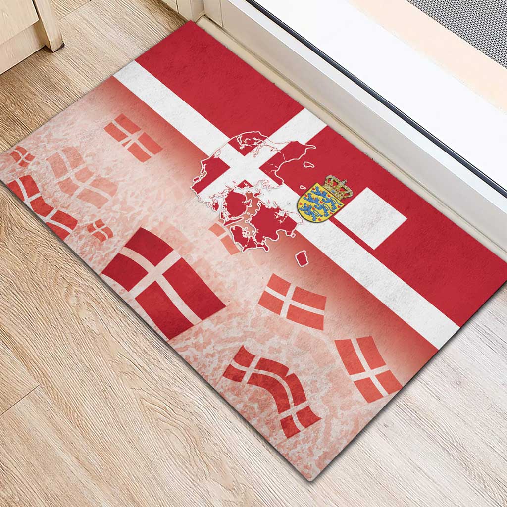 Danish National Flag Day Rubber Doormat Coat Of Arms With Map