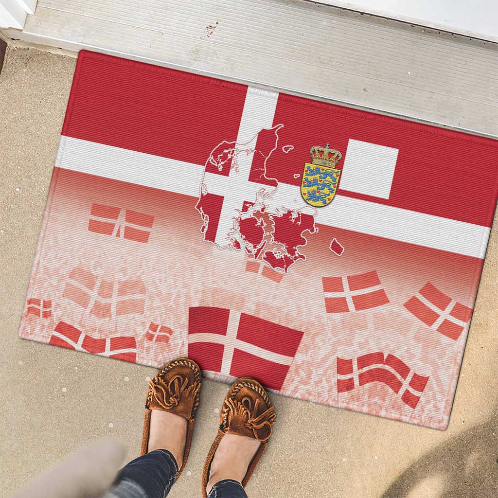 Danish National Flag Day Rubber Doormat Coat Of Arms With Map
