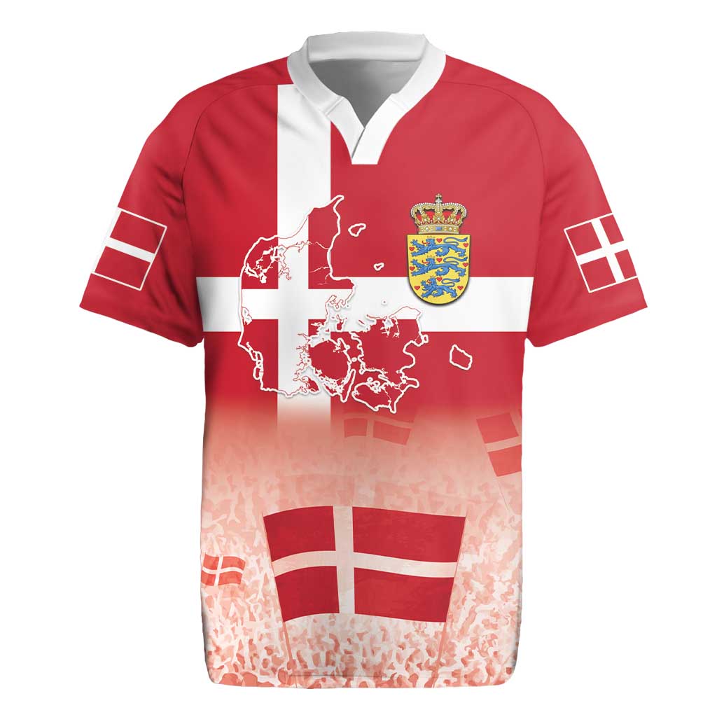 Danish National Flag Day Rugby Jersey Coat Of Arms With Map