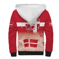Danish National Flag Day Sherpa Hoodie Coat Of Arms With Map
