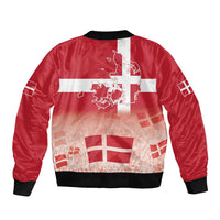 Danish National Flag Day Sleeve Zip Bomber Jacket Coat Of Arms With Map