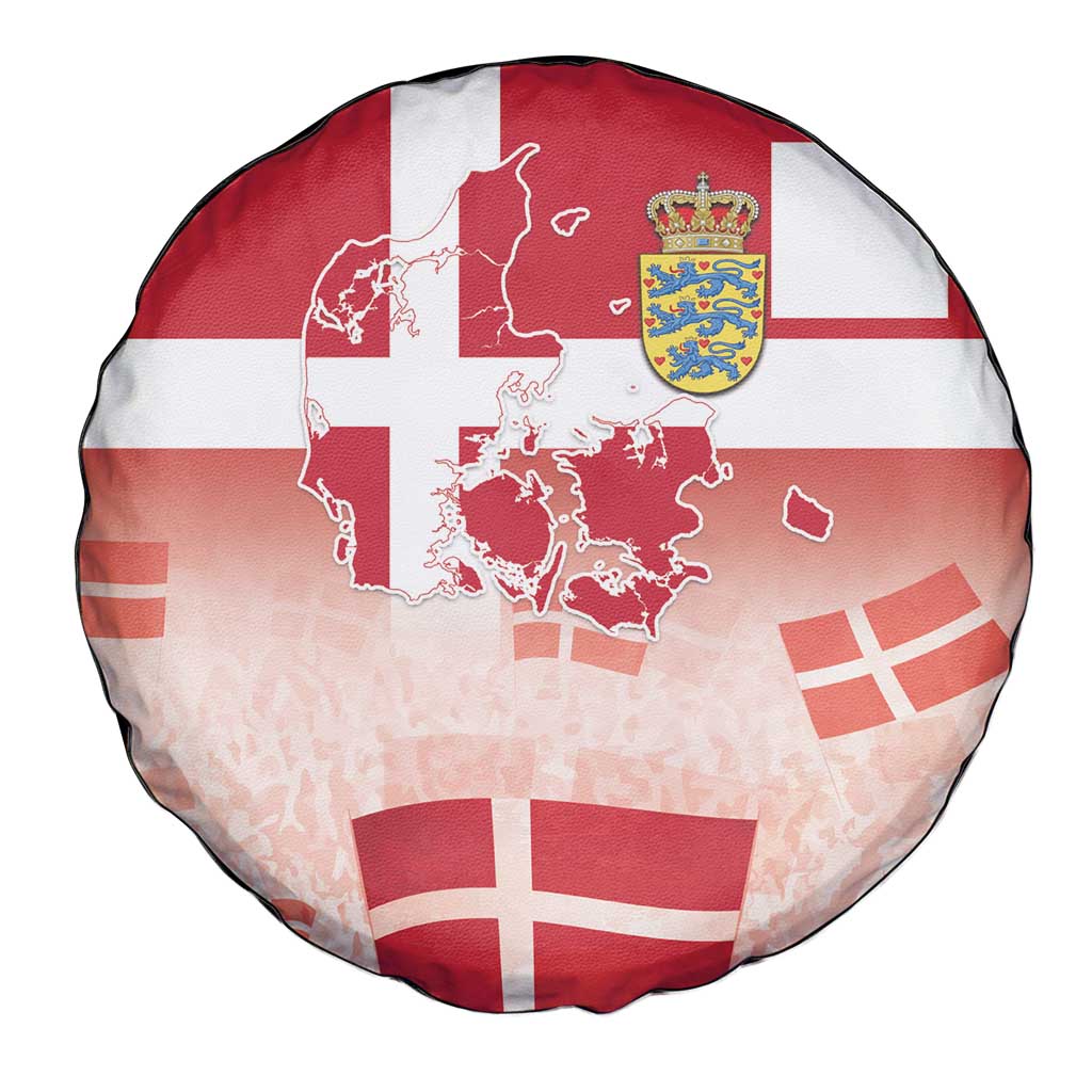 Danish National Flag Day Spare Tire Cover Coat Of Arms With Map