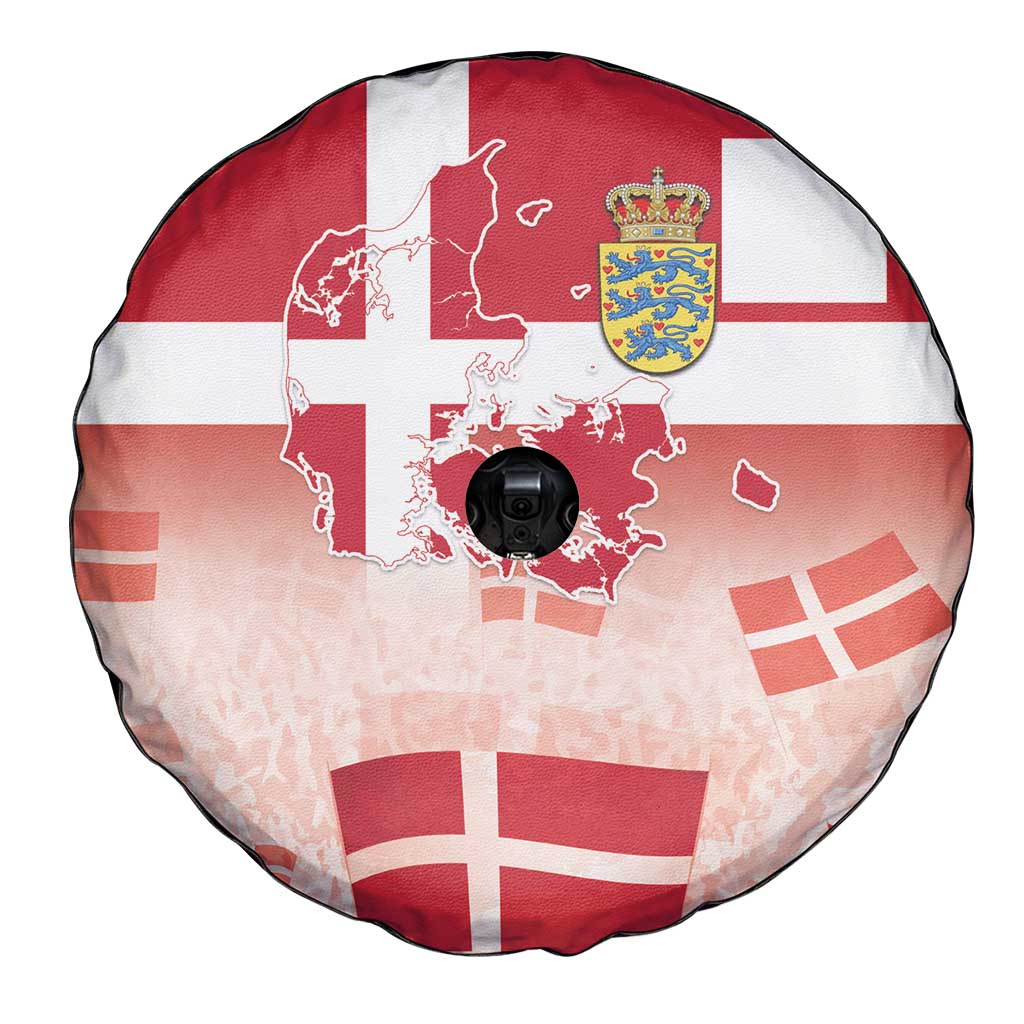 Danish National Flag Day Spare Tire Cover Coat Of Arms With Map