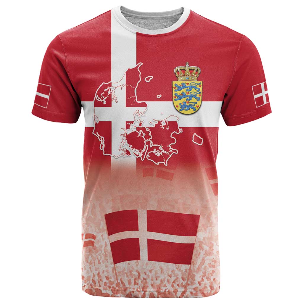 Danish National Flag Day T Shirt Coat Of Arms With Map