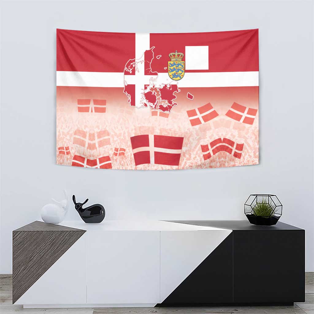 Danish National Flag Day Tapestry Coat Of Arms With Map