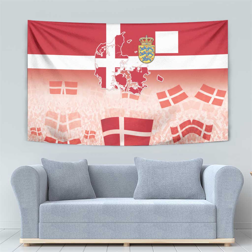 Danish National Flag Day Tapestry Coat Of Arms With Map
