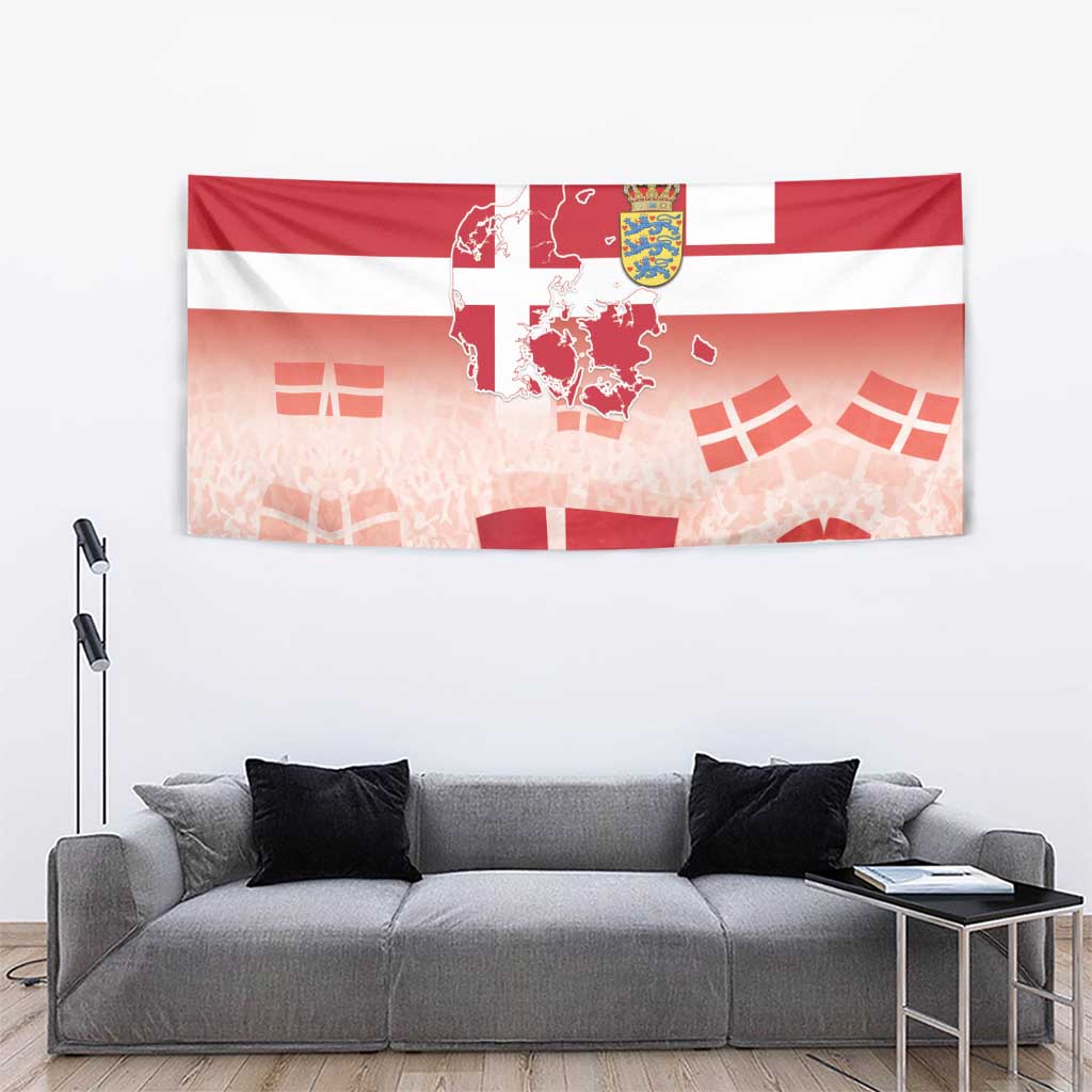 Danish National Flag Day Tapestry Coat Of Arms With Map