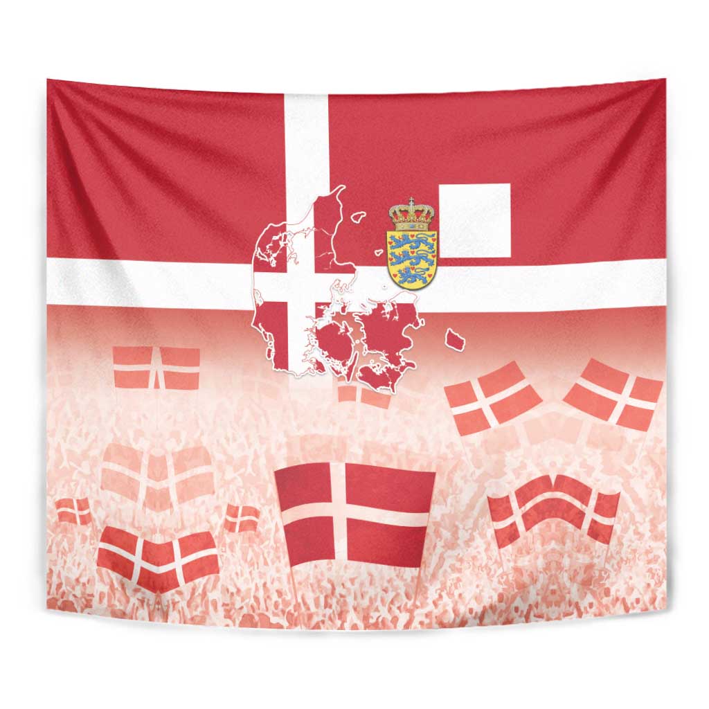 Danish National Flag Day Tapestry Coat Of Arms With Map