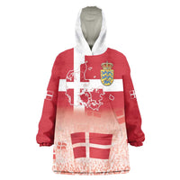 Danish National Flag Day Wearable Blanket Hoodie Coat Of Arms With Map