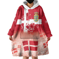 Danish National Flag Day Wearable Blanket Hoodie Coat Of Arms With Map