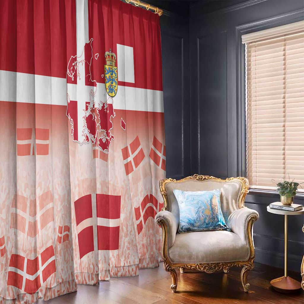 Danish National Flag Day Window Curtain Coat Of Arms With Map
