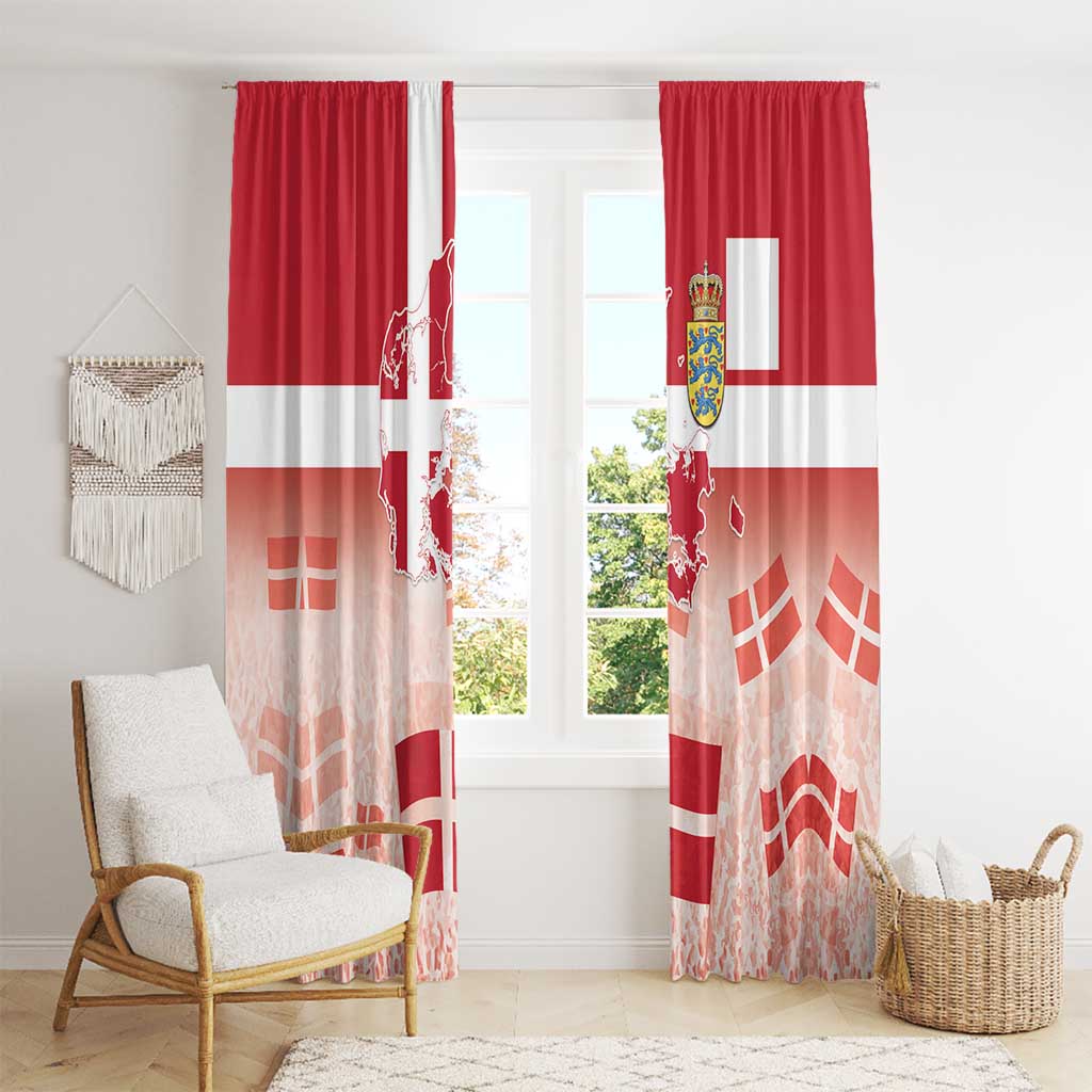 Danish National Flag Day Window Curtain Coat Of Arms With Map