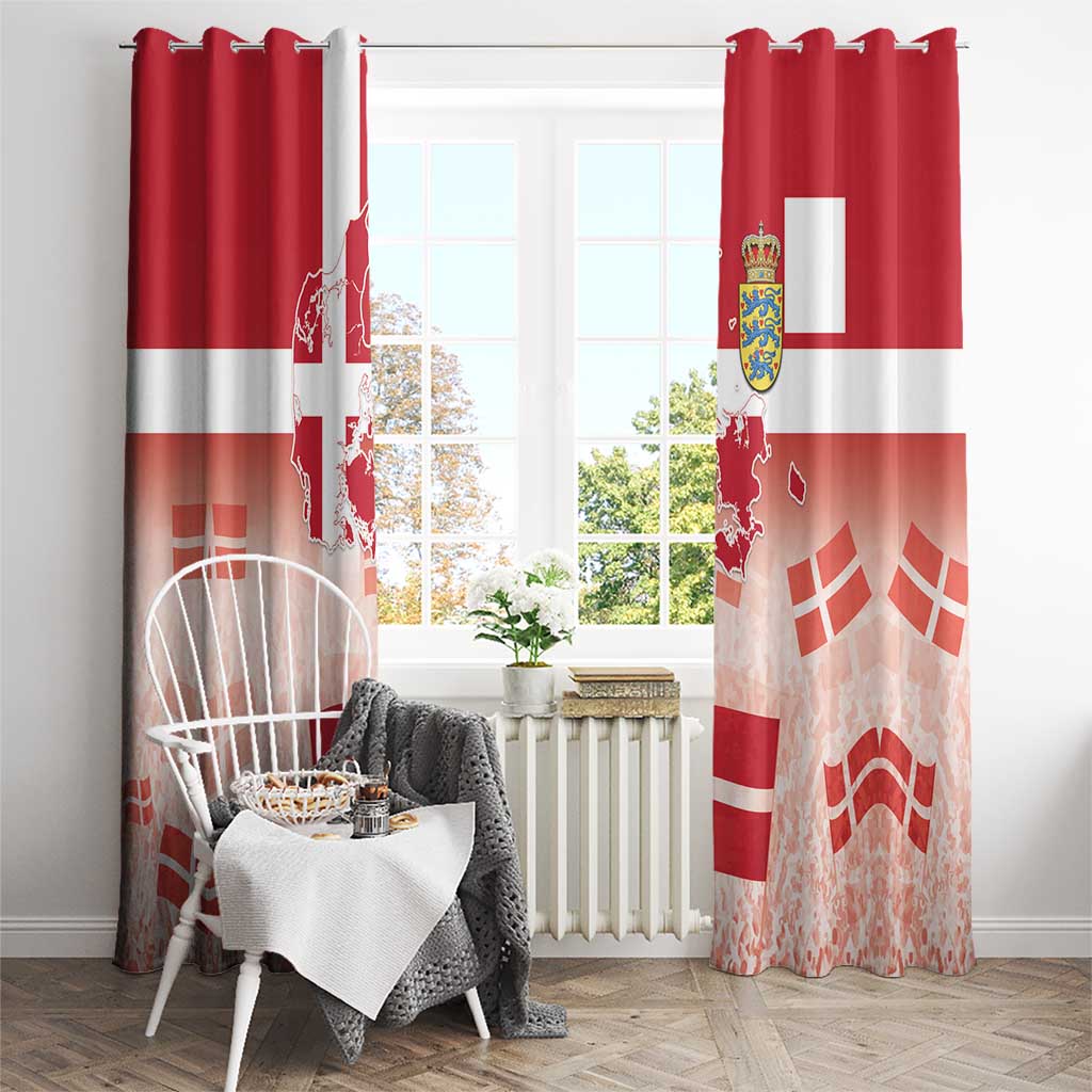 Danish National Flag Day Window Curtain Coat Of Arms With Map
