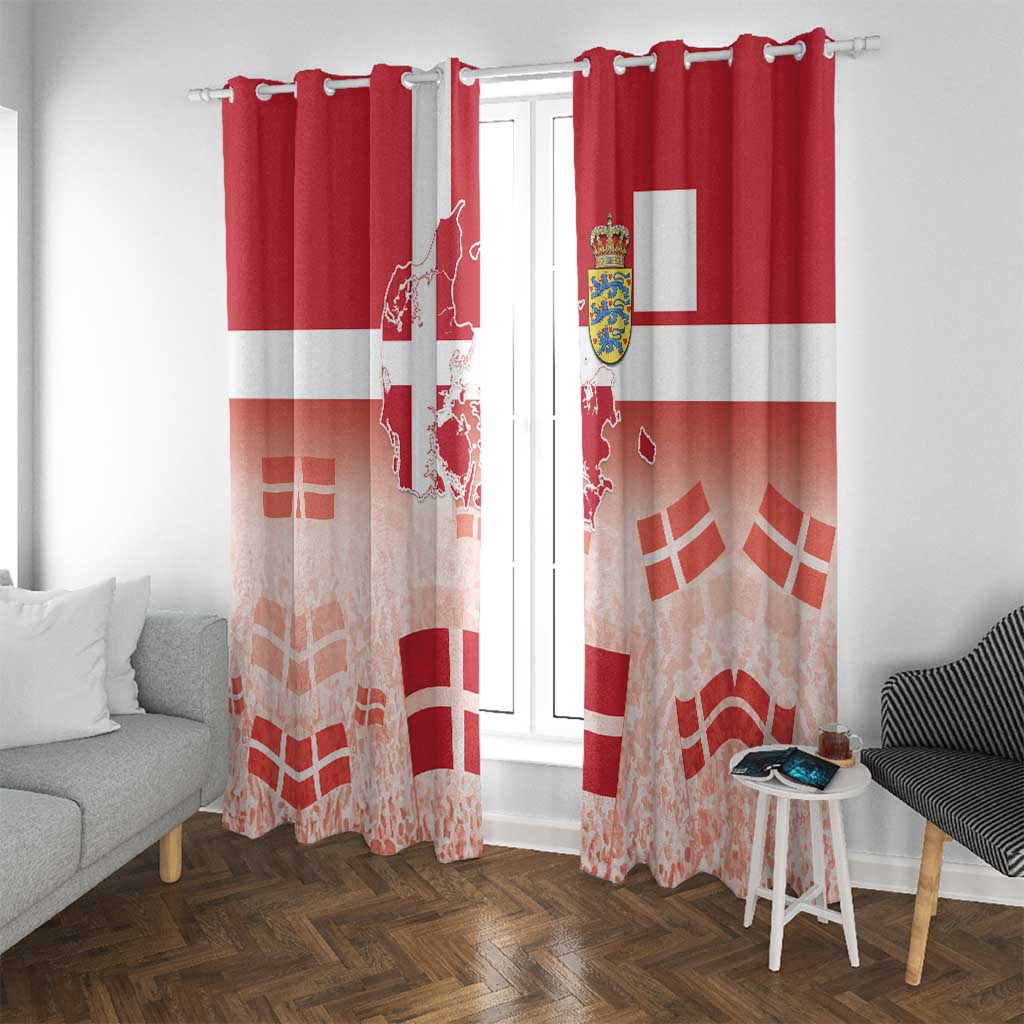 Danish National Flag Day Window Curtain Coat Of Arms With Map